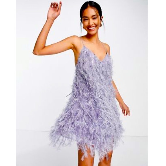 ASOS Dresses & Skirts - Asos edition lilac feather sequin dress 6